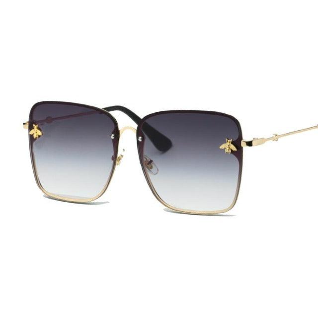 Óculos de Sol Feminino Quadrado Grande UV400 - Versão Preta - Lojas LA
