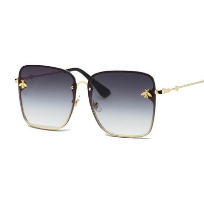 Óculos de Sol Feminino Quadrado Grande UV400 - Versão Preta - Lojas LA