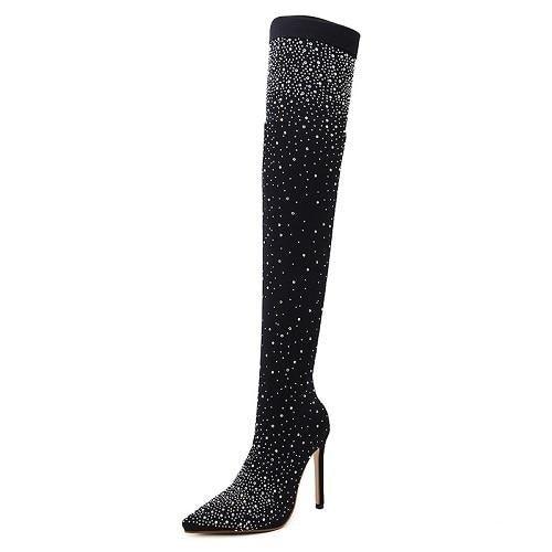 Bota Feminina Cano Longo Com Salto Alto Modelo MALOA - Vista Lateral - Lojas LA