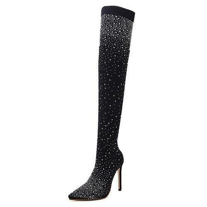 Bota Feminina Cano Longo Com Salto Alto Modelo MALOA - Vista Lateral - Lojas LA