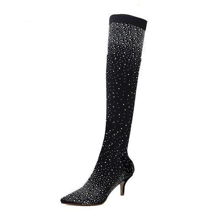Bota Feminina Cano Longo Com Salto Alto Modelo MALOA - Detalhe Salto - Lojas LA