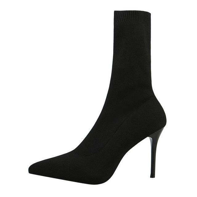 Bota Luxury Feminina Tricô Salto Alto - Vista Completa - Lojas LA