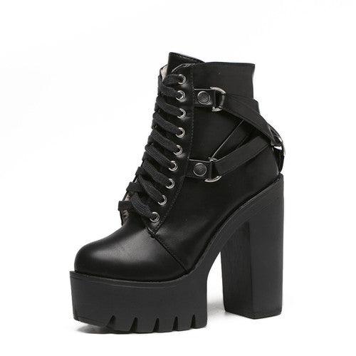 Bota Coturno Feminina Salto Alto Modelo AUBREY - Vista Principal Preta - Lojas LA