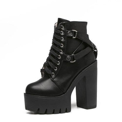 Bota Coturno Feminina Salto Alto Modelo AUBREY - Vista Principal Preta - Lojas LA