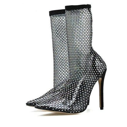 Bota Feminina De Salto Cano Médio Modelo ELEGANT - Versão Preta - Lojas LA