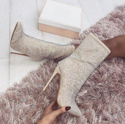 Bota Feminina De Salto Com Strass Modelo ELOA - Vista Completa - Lojas LA