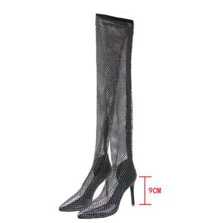 Bota Feminina Cano Longo Transparente Salto Fino Modelo ELEGANT - Detalhe Salto - Lojas LA