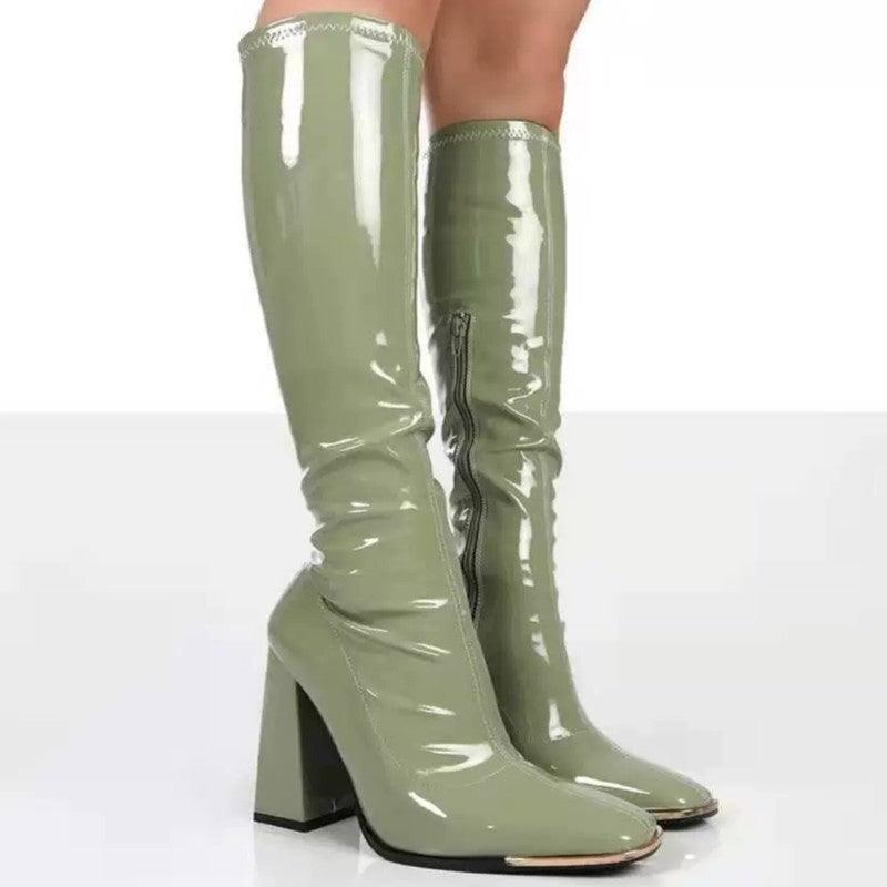 Bota Feminina Cano Longo Salto Bloco Modelo ROCHELLE - Detalhe Salto Bloco - Lojas LA
