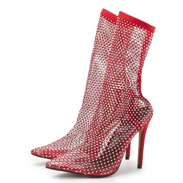 Bota Feminina De Salto Cano Médio Modelo ELEGANT - Vista Lateral - Lojas LA