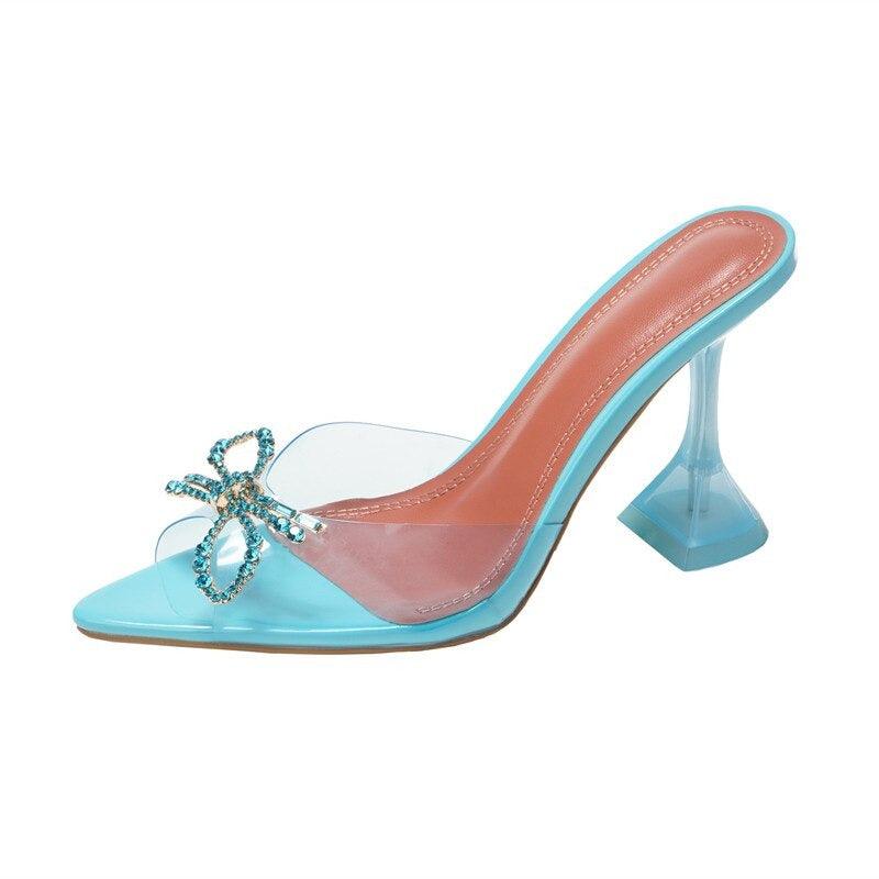 Sandália Transparente Vinil Mule Salto Alto Taça Modelo MOA - Lojas LA