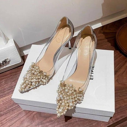 Sapato Transparente Feminino Salto Fino Modelo PLUSS - Lojas LA