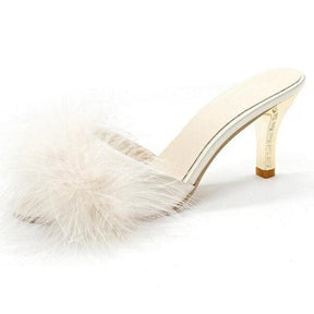 Tamanco Plumas de Salto Dourado Médio Modelo GOLD - Lojas LA